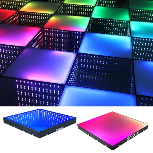 3D Dance Floor Stage Lights 25PCS, 8 * 8ft Tempered Glass with Fl...