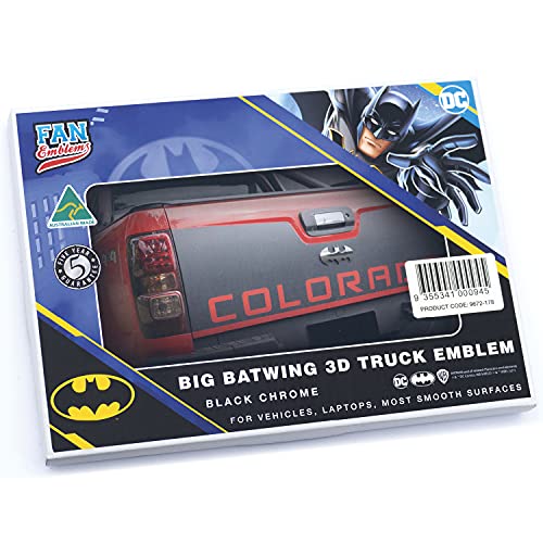 Image of Fan Emblems Batman 3D Car Badge - 1989 Batwing Logo - Large (Black Chrome: 7.3 x 3.6 x 0.4 inches)