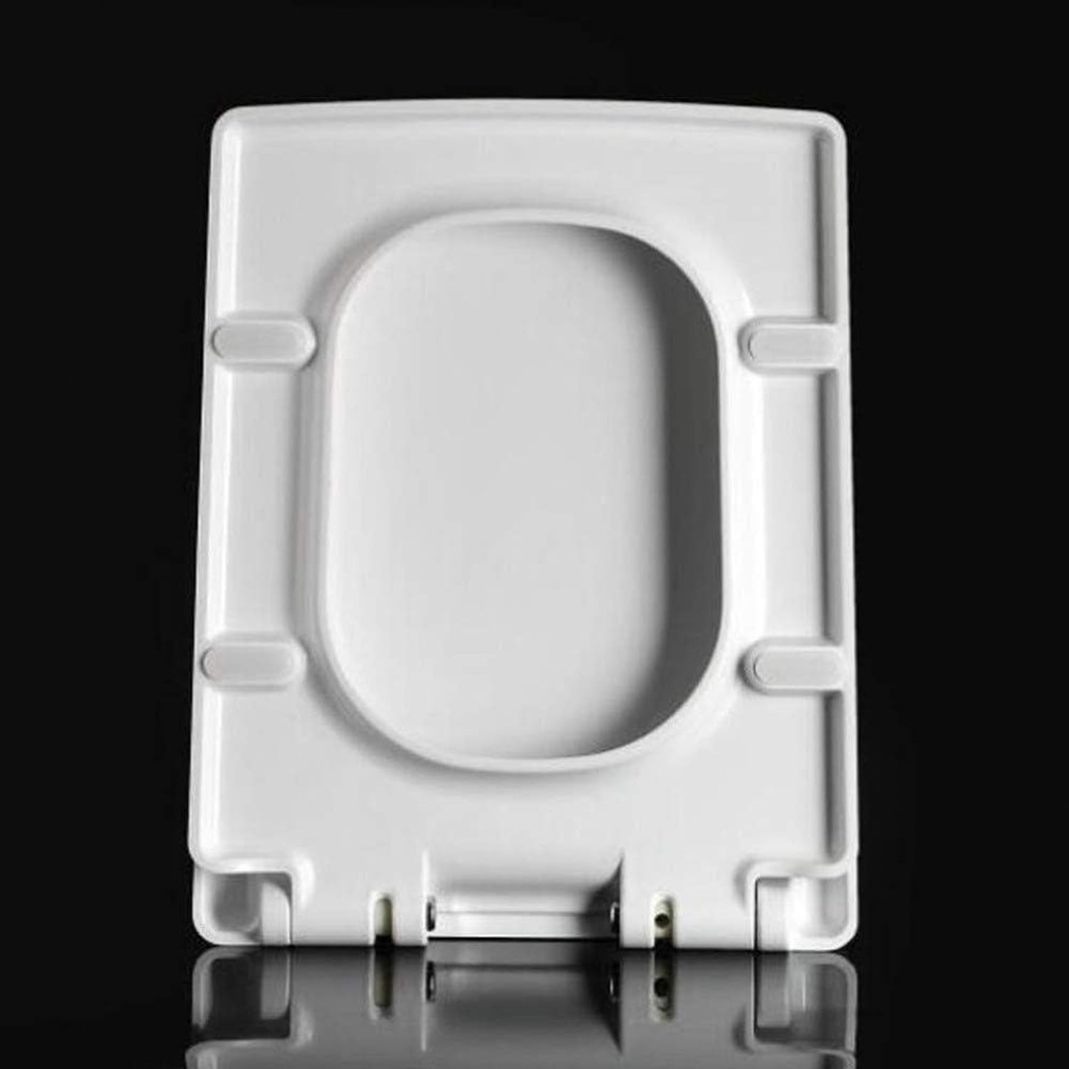 Copriwater Sedile WC Soft Close Quadrato Rumoroso con Chiusura Ammortizzata per WC, Muto e Antiscivolo, Spessore Accresciuto 41-48x36,5 cm