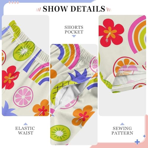 Pineapple Floral Rainbow Boys Long Pants Soft Trousers Elastic Waist Kids Lounge Bottoms with Pockets S-XL4