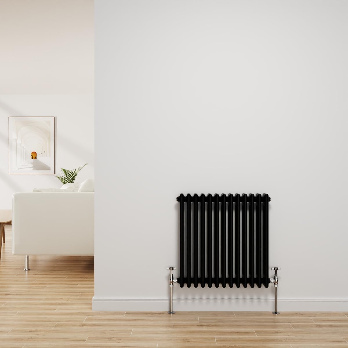 NRG Traditional Radiator Black Cast Iron 3 Column Horizontal 600x607mm