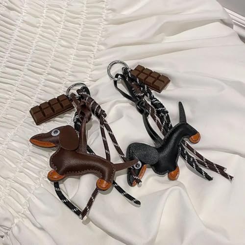 Porte-clés teckel en cuir pour retrouver ses clés facilement dans son sac