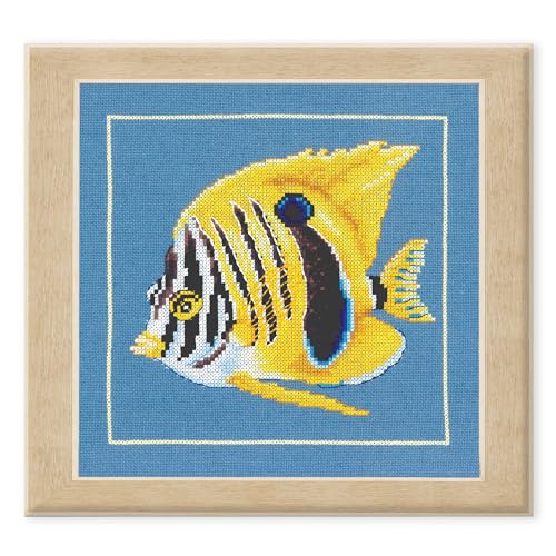 Point de croix compté poisson zèbre jaune Lanarte cadeau idéal