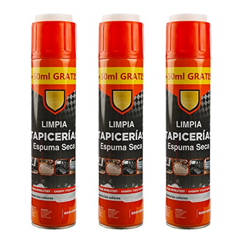 H HANSEL HOME Limpia Tapicerías Espuma Seca, Respeta los Colores, para Limpiar Asientos del Coche, Tapicerías, Alfombras, Sofá, Zapatillas, 650ml - Pack de 3 Unidades