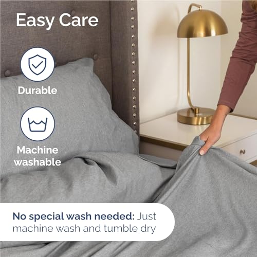 Image of Full 6 Piece Bed Sheet Set - Breathable & Cooling Sheets - Heathered Grey | Ultra-Soft Hotel Luxury Bedding Set with 8-16 Inch Deep Pockets, 1 Flat & 1 Fitted Sheet & 4 Pillowcases, Wrinkle & Fade Free