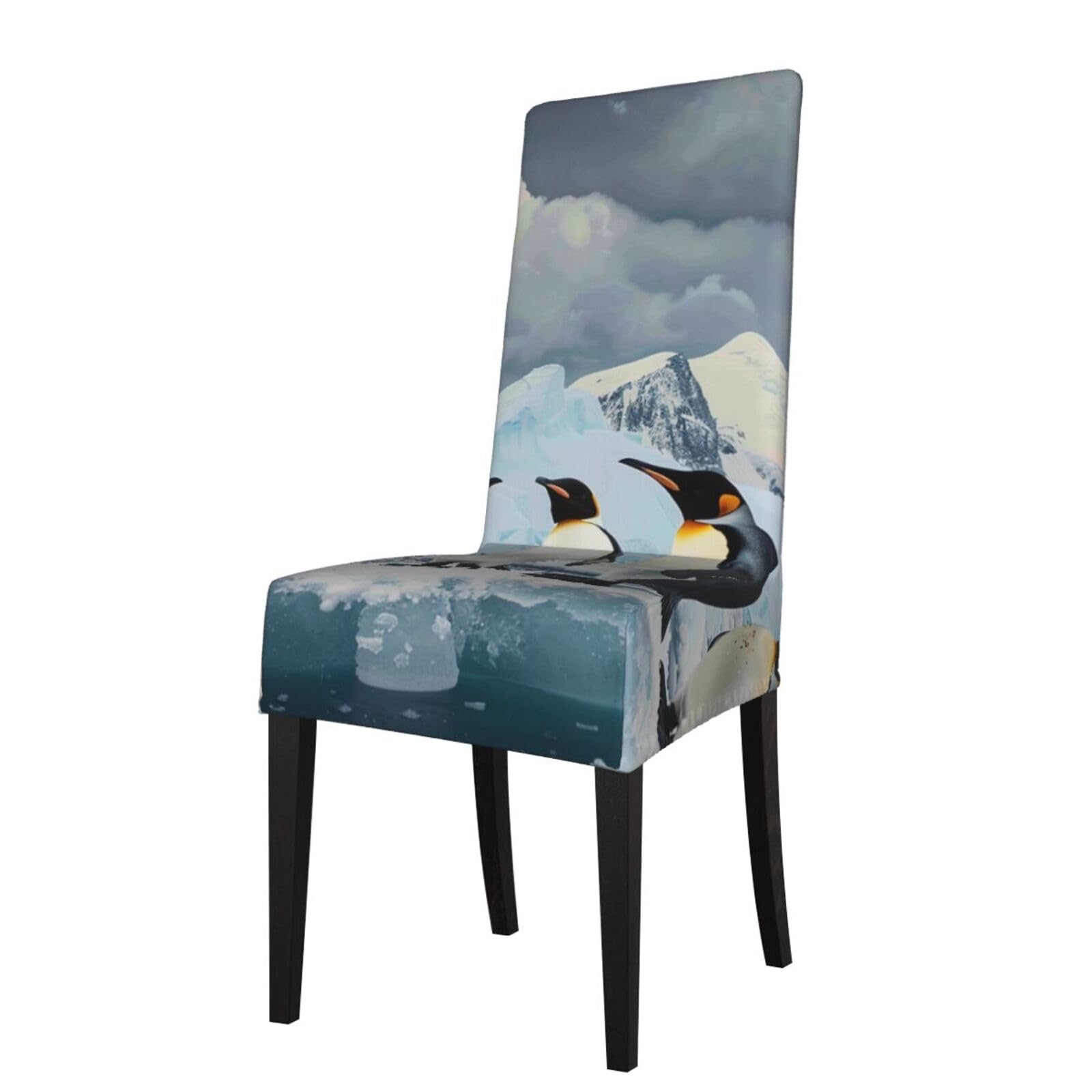 WPKJU Penguins on The Iceberg Print Dining Chair Covers Removable Chair Seat Covers Decorative for Kitchen & Bar Stools