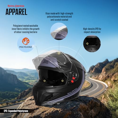 Image of Royal Enfield Velocity Full face Helmet| ISI & ECE 22.06 Certified | ABS Shell & EPS Liner | Pinlock Ready Anti-Scratch Visor | Sun Visor | Rear Spoiler | Polygiene Washable Liner | Multi Air Vents