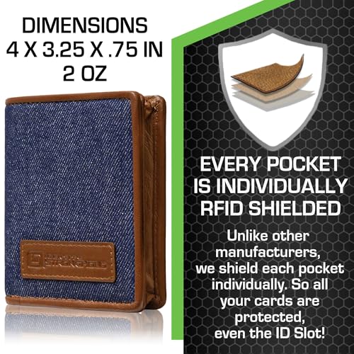 ID Stronghold Waltlet - RFID Blocking Bifold Wallet for Men with Magnetic Clasp (IDSH7068-den)3
