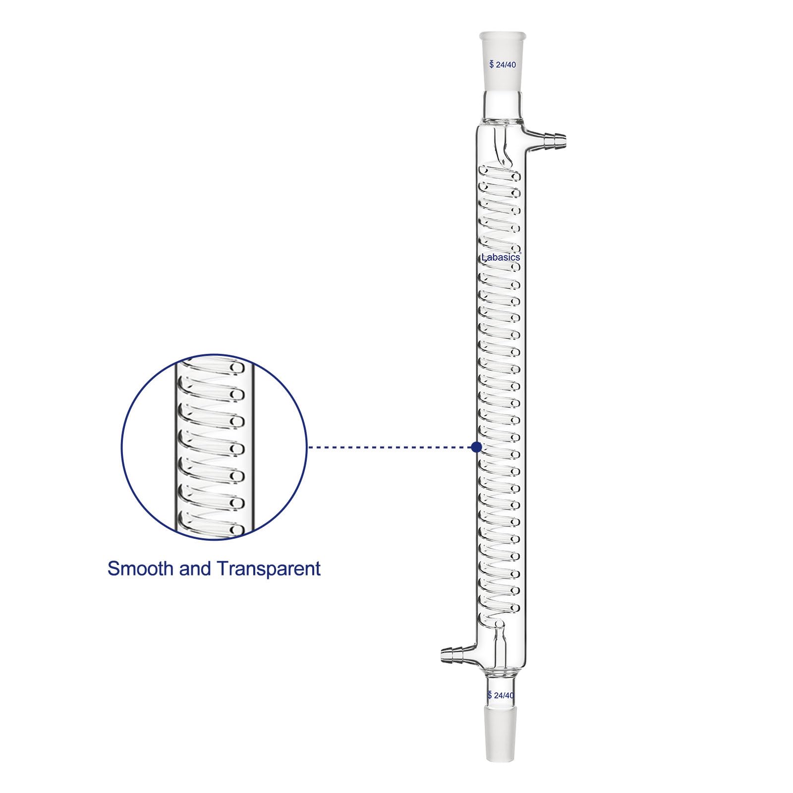 Labasics Condensatore Graham in Vetro Borosilicato, Graham Condenser Condensatore in Vetro da Laboratorio con 24/40 Giunto et Lunghezza 400mm