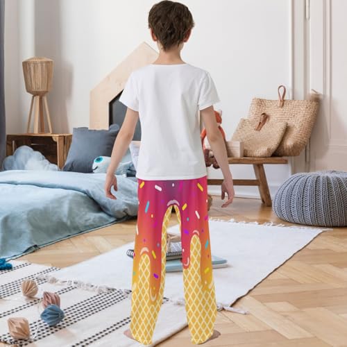 Boy's Pants Deep Color Ice Cream Jogger Pants Elastic Waist Long Bottoms Trousers with Pockets 6-14 Years3
