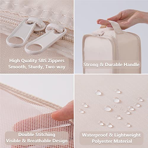TianZong 7-piece Set Packing Cubes, Travel Bags for Luggage, Packing Organizers with Shoe Bag (Beige with a Toiletry Bag)3