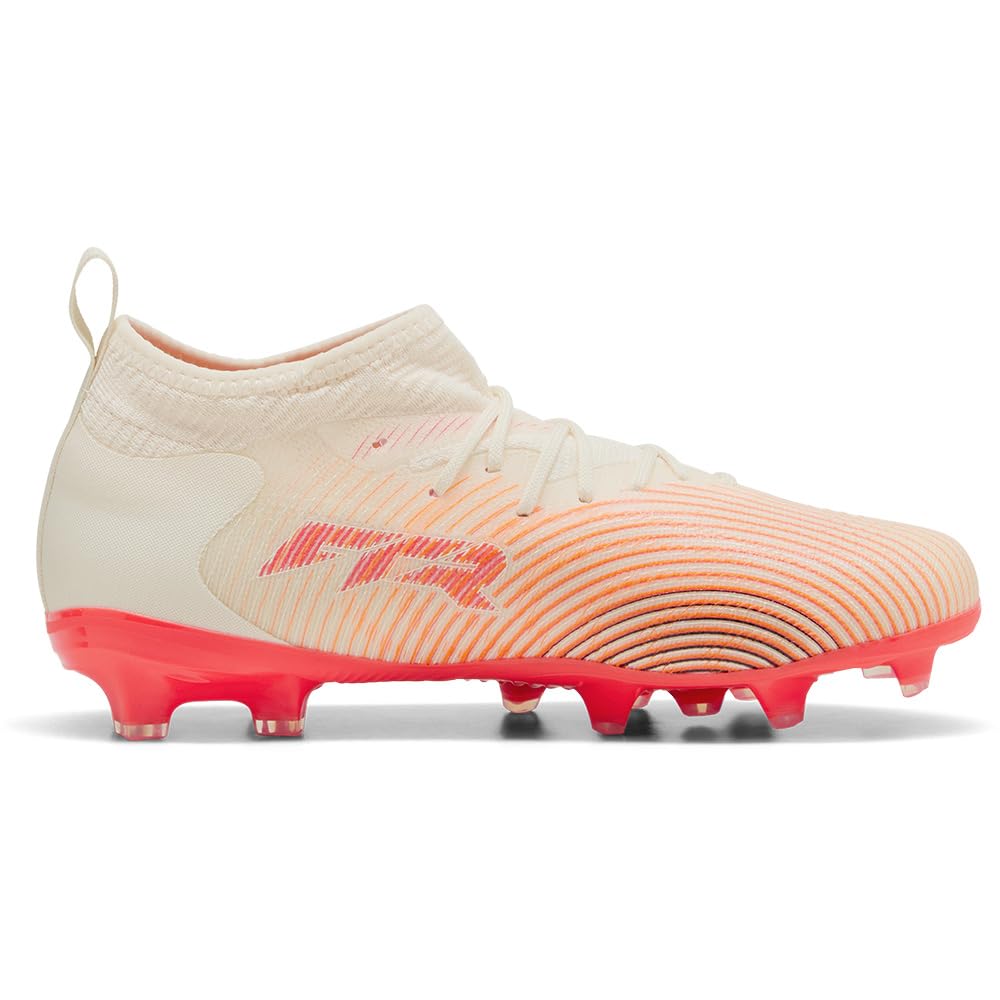 Puma Boys Kids Future 9 Match Firm Ground Football Boots - Almond/Red - 4 (37)