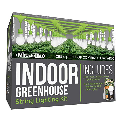 Miracle Led 602786 4-Socket Corded Lighting System Indoor Greenhouse Kit With 4 Full Spectrum Wide-Angle Grow Lights Replacing 150W Incandescents (8-Pack) #TOP29