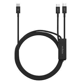 ACACIA USB C to USB C Cable, 2 in 1 USB C Cable Made of Ultra Soft Silicone, Lightning Cable 6.5ft, 60W C to C Type Fast Charging Cable, Tent Accessories 1 Pack