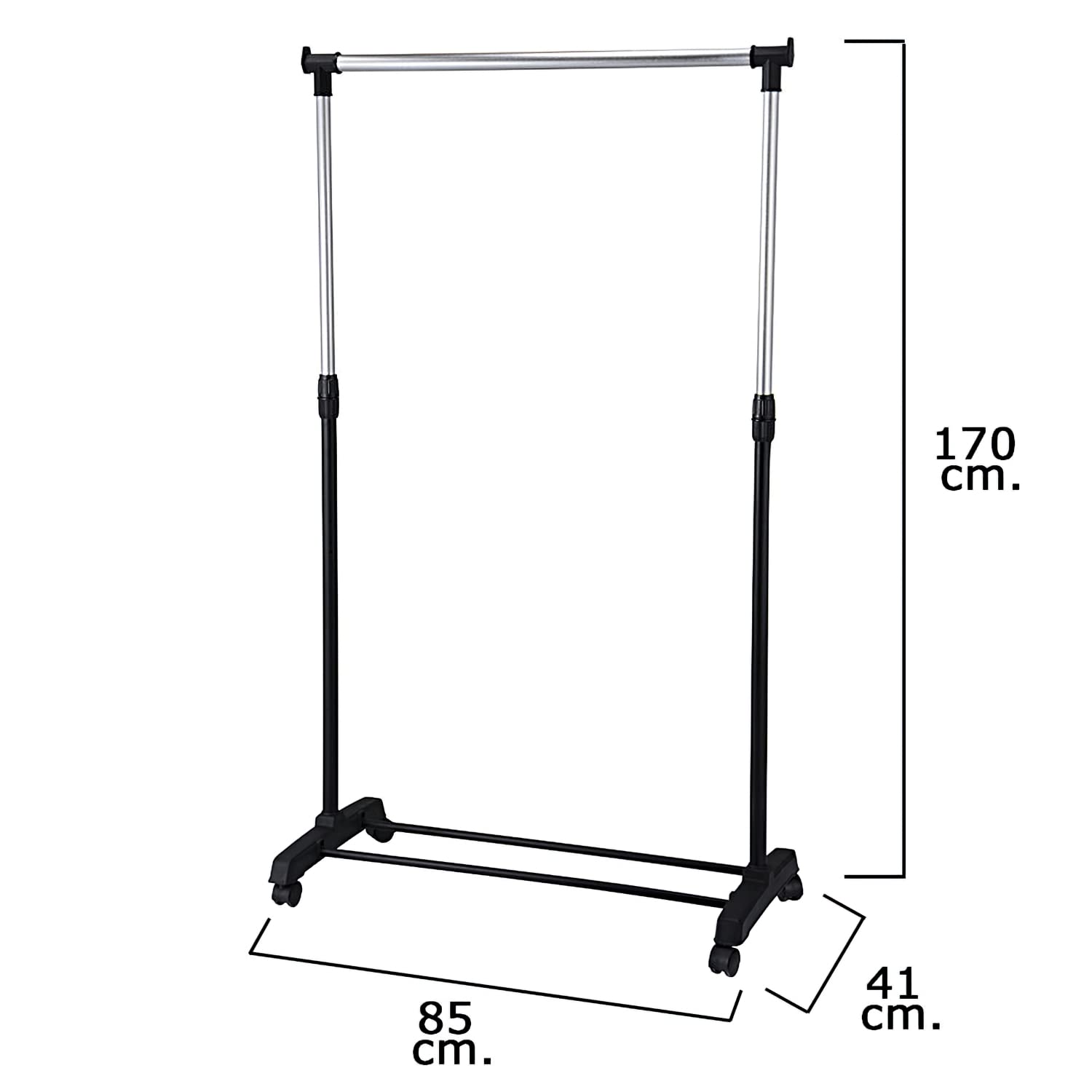 MAURER Portable Coat Rack With Wheels 85x41x170cm, Multicoloured - Image 2