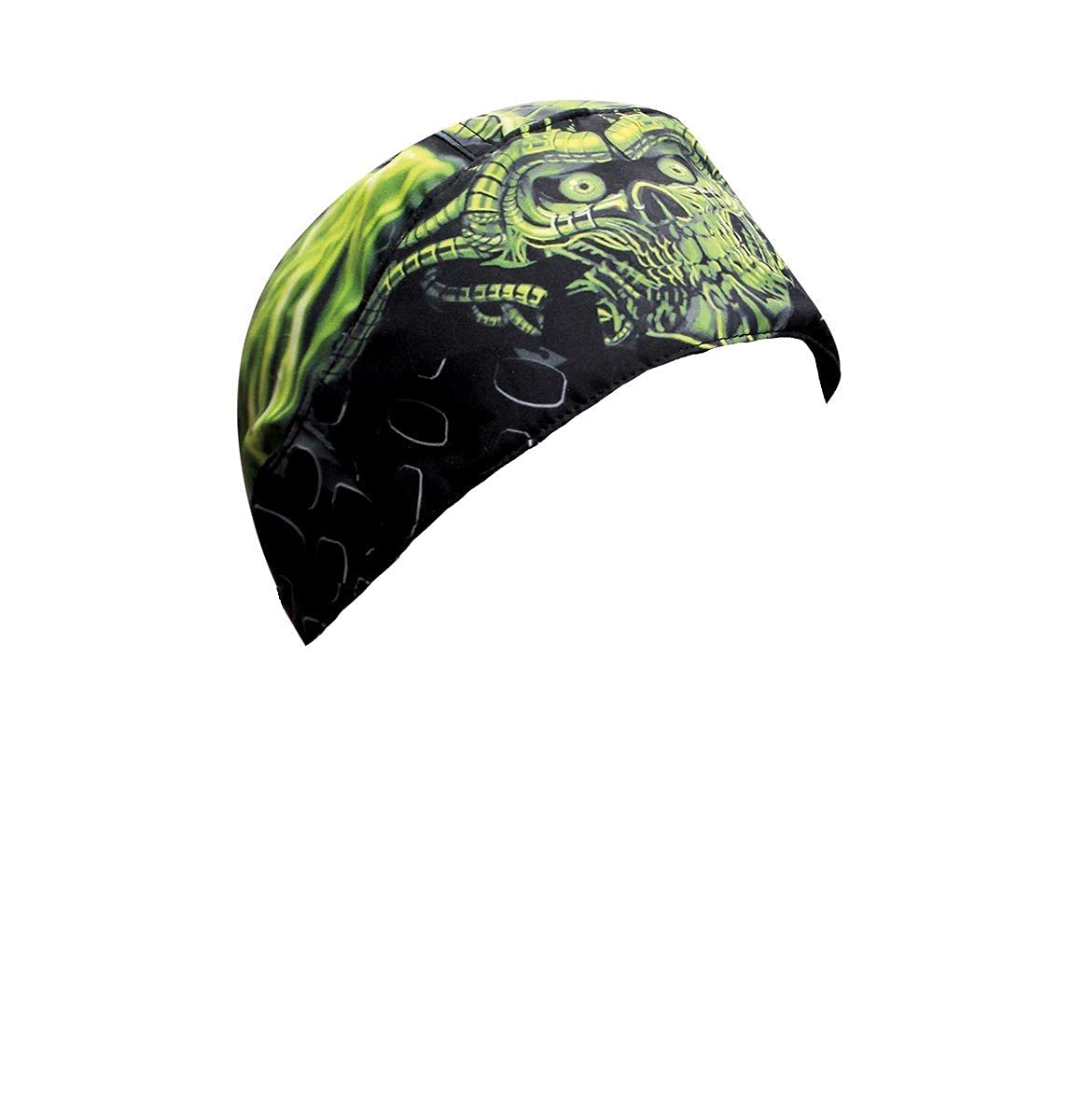 Capsmith Danbanna Deluxe Select Platinum Edition in the Cellar Green Devil Skull Doo Rag Skull Cap Headwrap with