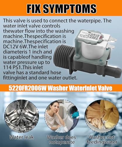 Image of 5220FR2006W Washer Water Inlet Valve Fits For LG F3K7CYK2S ASTESEU F3K7CYK2W ABWESEU F3L2CNV4W ABWEVUS