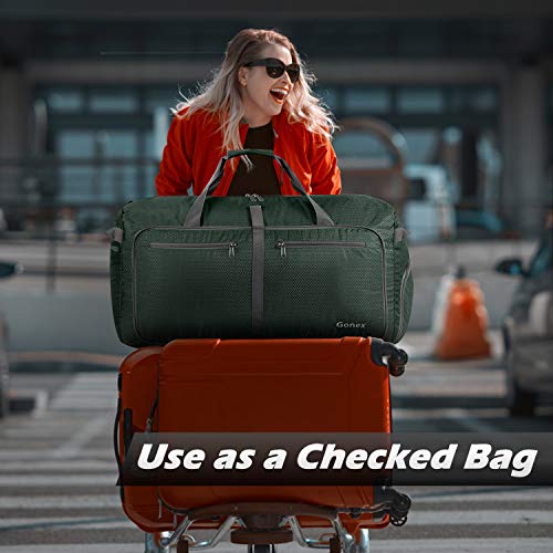 Gonex 100L Foldable Travel Duffel Bag for Luggage Gym Sports, Lightweight Travel Bag with Big Capacity, Water Repellent (Dark green)