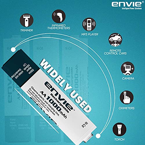 Image of ENVIE (ECR20+AA2800 4PL) Charger for AA & AAA Rechargeable Batteries & (AA10004PLNi-CD) AA Rechargeable Batteries, Low Self Discharge, AA 1000mAh Ni-CD (Pack of 4)