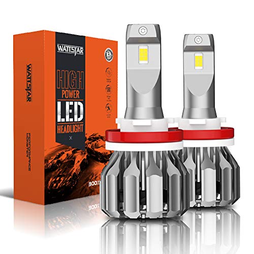 Wattstar H11 Kit De Conversión De Bombillas De Luces Delanteras Led, Faro De 64w Super Bright Hi/Lo Beam Con Ventilador, CSP Chips Ip68 9600Lm 6500k Blanco Paquete De 2