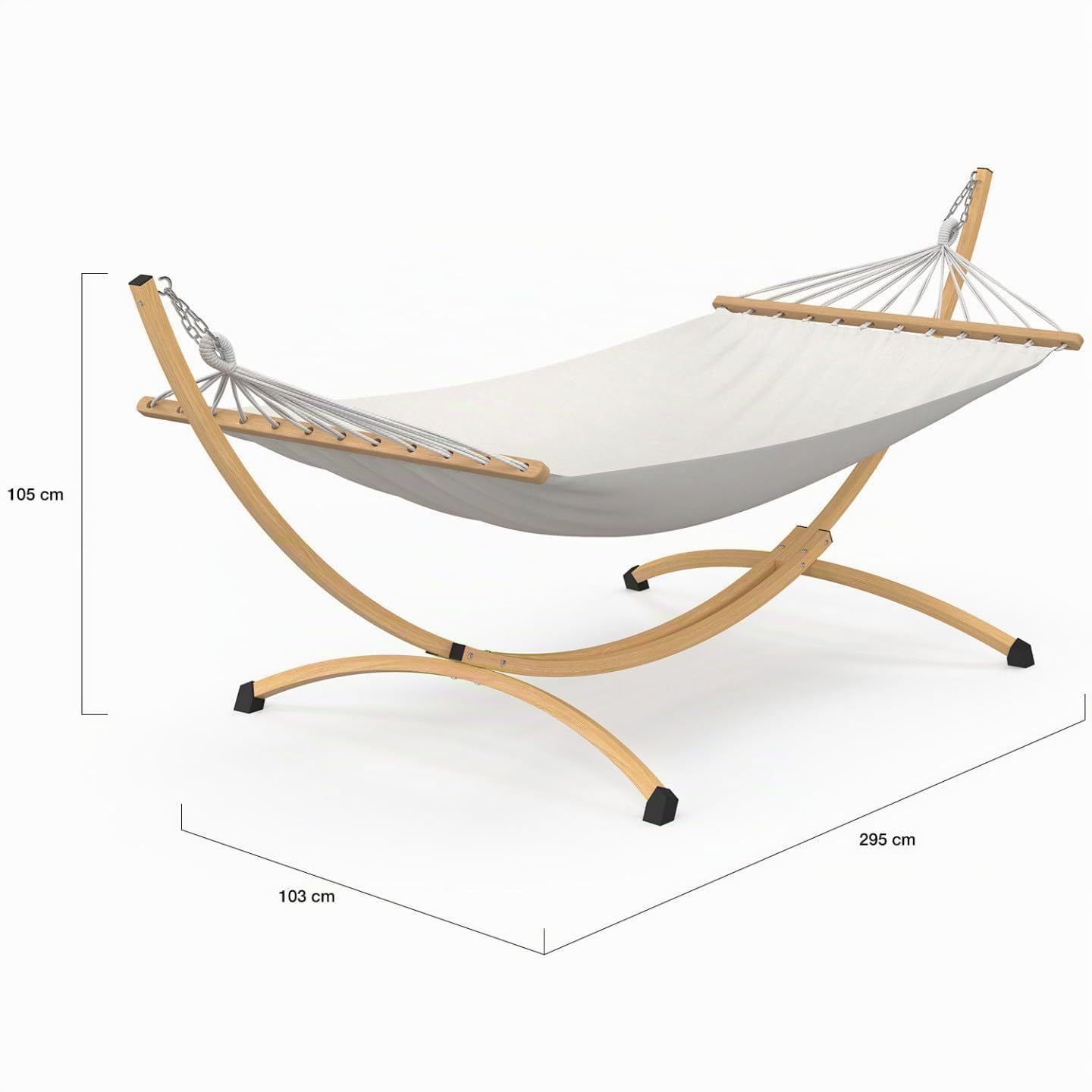 IDMarket - Hamaca XL con soporte de metal efecto madera y tela cruda