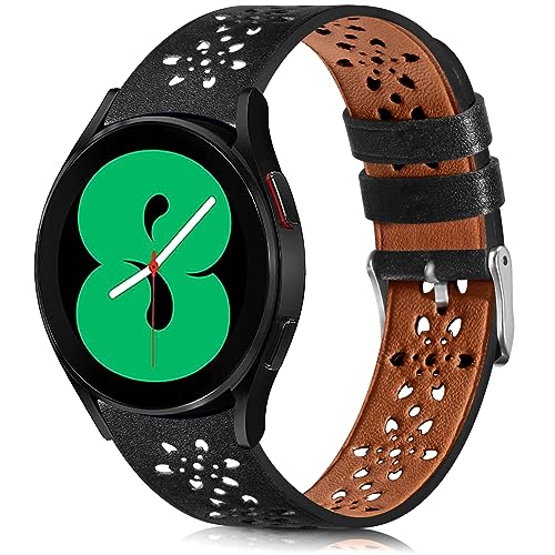 BOTNUW 20mm Soft Lace Leather Band Compatible with Samsung Galaxy Watch 6 /4 /5 40mm 44mm /Samsung Galaxy Watch 6 Classic 43mm 47mm/ Galaxy Watch 5 Pro 45mm/ Galaxy Watch 4 Classic 42mm 46mm Bands