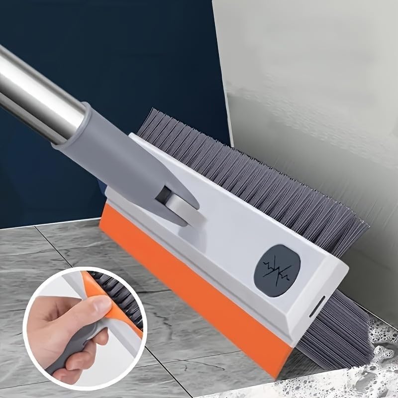 Image of 3-in-1 Bathroom Cleaning Brush with Wiper - Long Handle 180 Rotate Toilet Brush, Tiles Cleaning, Floor Scrub for Kitchen and Bathroom Accessories