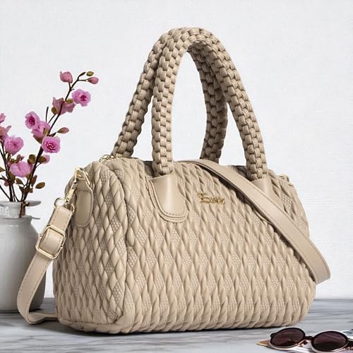Image of EXOTIC Texture Braided Design Top Handle Handbag | Perfect For Gifts | Tranding Satchles Bag For Women