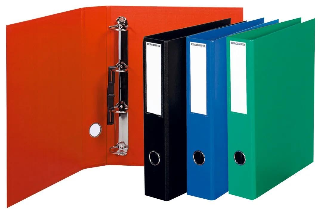 Exacompta - Réf. 51740E - Carton de 10 classeurs PVC - 4 anneaux en D de 50 mm - Dos 70 mm - Dimensions extérieures : 32 x 29 cm - Format à classer A4 Maxi- Assortis