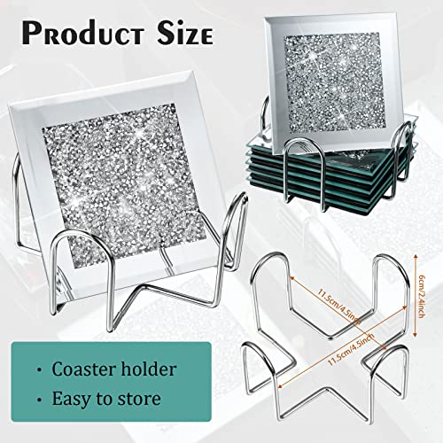 Jetec Crushed Diamond Home Decoration Glass Coaster Set of 6 with 1 Holder - Image 3