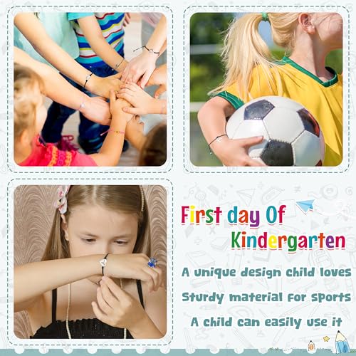 Image of Back to School Supplies, First Day of Kindergarten Bracelet, Back to School Bracelet Mommy and Me, Prek Matching Wish Bracelets Set, Adjustable Bracelet for Boys Girls Gifts Stuff Bulk