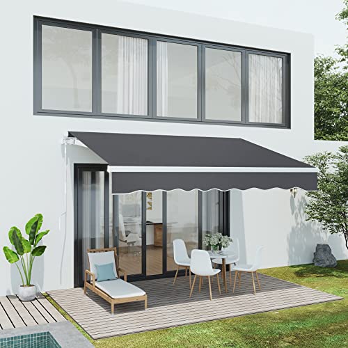Dripex Store Banne, Store Banne Manuel Rétractable 200 x 150 CM en Aluminium Polyester Étanche et Résistant aux UV Angle Réglable 0-45° pour Terrasse Bistro Balcon...