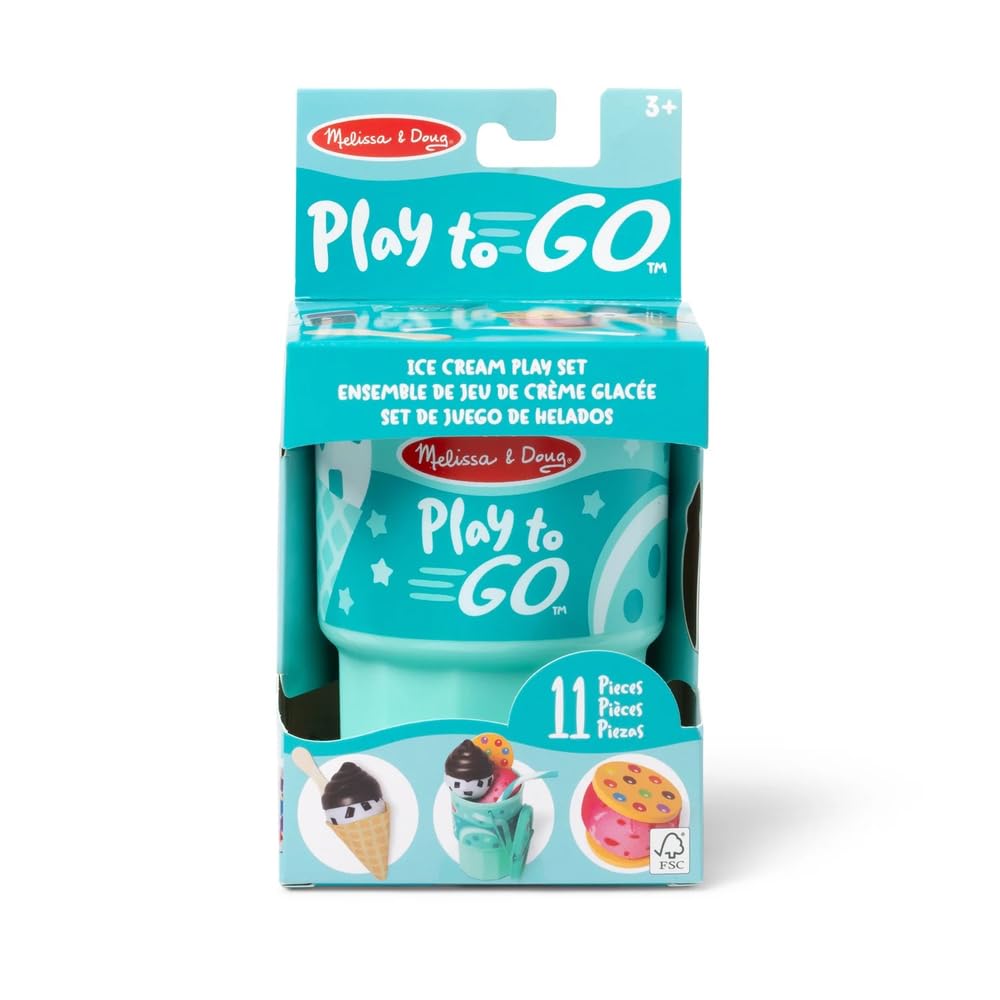 MELISSA & DOUG Play To Go Ice Cream Play Set de juguete, 1 EA