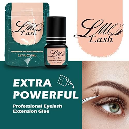 LMQ LASH Eyelash Extension Glue CYALASH(0.17fl.oz/5ml)/0.5-1 Sec Drying Time/Keep for 8 Weeks/Professional Use Only Black Adhesive (10ML)
