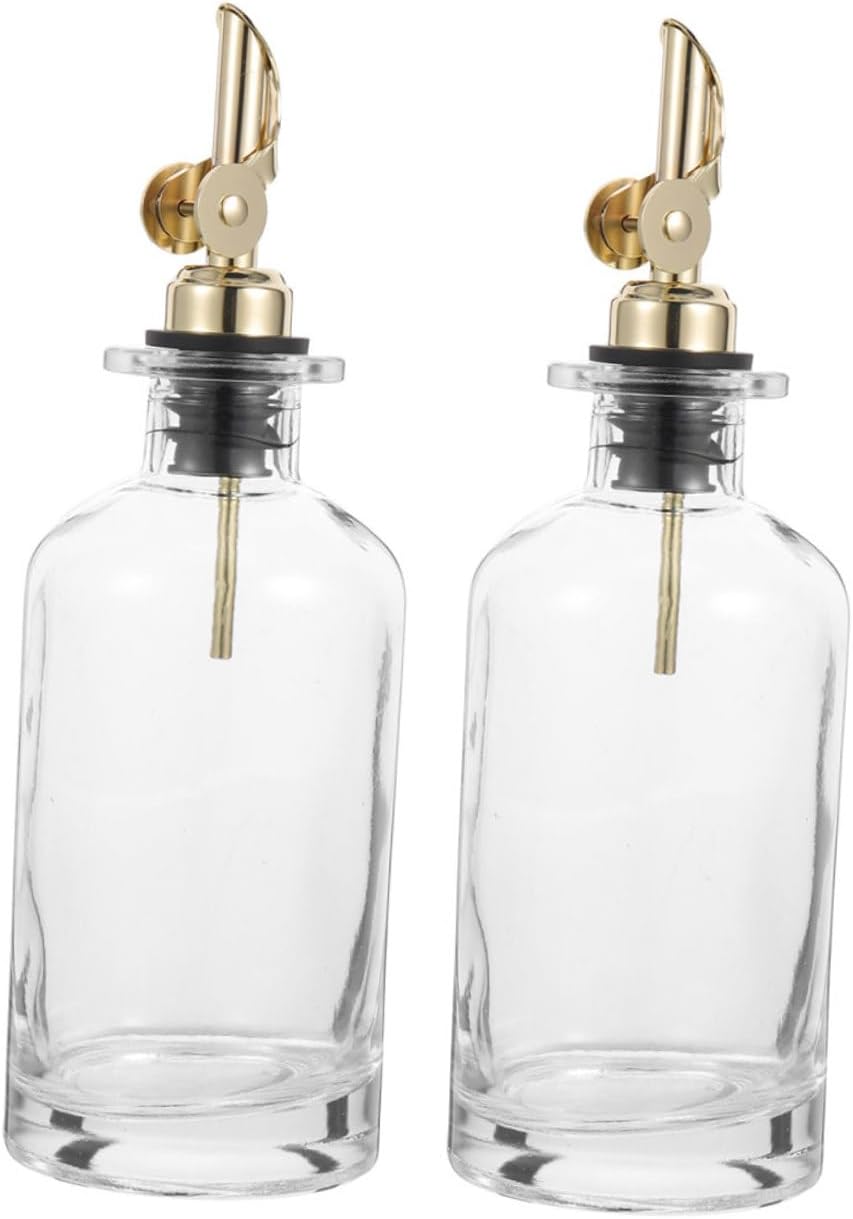 TIDTALEO Automatic Open-close Oil Dispenser Bottle 500ml Glass Oil Cruet with Pour Spout for Kitchen Cooking Vinegar and Soy Sauce Set of 2
