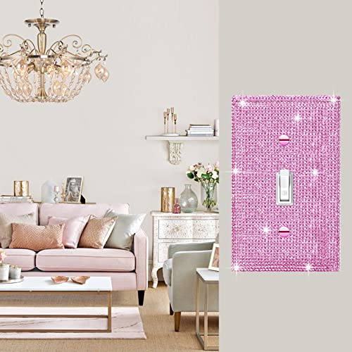 Image of 1 Pcs Shiny Silver Pink Rhinestone Wall Plate Cover 1 Gang Decorative Light Switch Cover Rhinestones Switch Covers