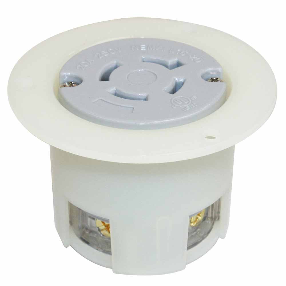 Superior Electric YGF041F Twist Lock Receptacle Flange 3-Pole 4-Wire 20A 250V NEMA L15-20R (1 Pack)