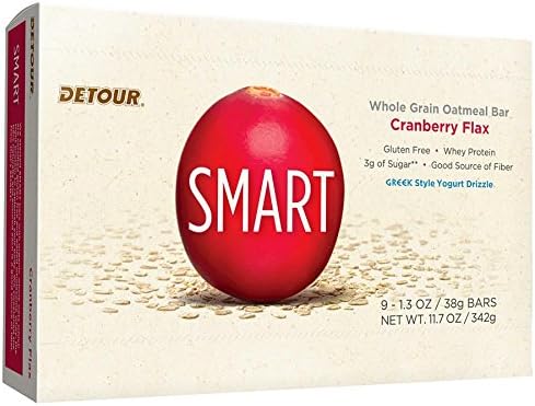 Detour Smart Nutrition Bars, Cranberry Flax, 1.3 oz, 9 Count
