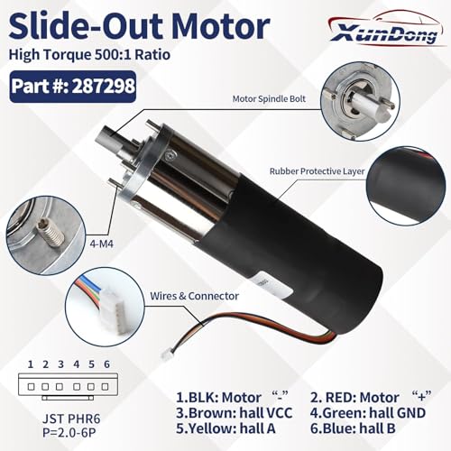 Image of NEW 287298 RV Slide-Out Motor Compatible with Lippert Schwintek in-Wall Slide System 500:1 High Torque Gear Ratio DC 12V