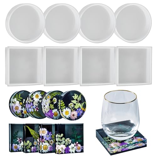 Piececircle PIECECIRCLE6007 8Pcs Resin Coaster Molds Set thumb #7
