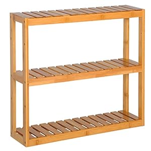 WOLTU Wandrek, wandkast, badkamerrek, handdoekhouder, hangrek, bamboe RG9286