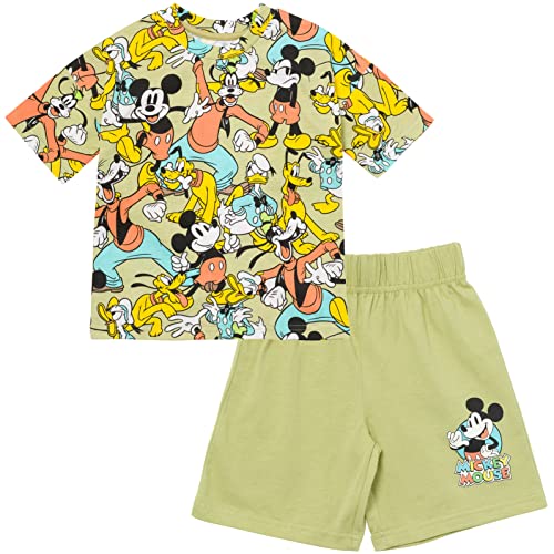 Image of Disney Mickey Mouse Winnie The Pooh Donald Duck Pluto Piglet Tigger Graphic T-Shirt and Shorts Set Infant to Big Kid