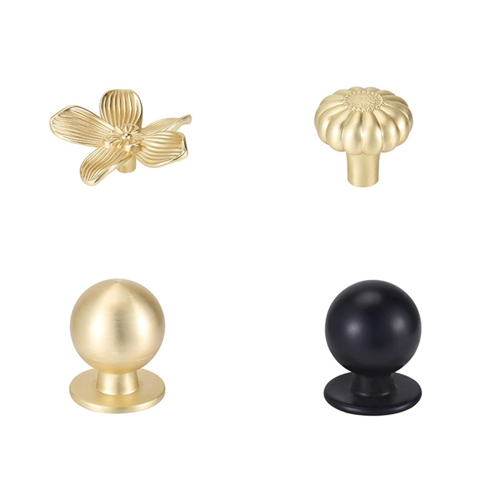DFLPBHAV Gold Kitchen Cabinet Handles Zinc Alloy Black Cupboard Wardrobe Furniture Knobs Round Hardware Drawer Pulls 1Pcs(Gold)