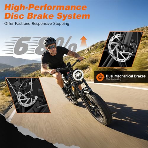 Image of High Power Electric Bike for Adults, 1500W-4000W Peak Ebike with UL Certified Battery, 20 inch Fat Tire Retro Scrambler Moped Style & Off-Road Electric Motorcycle, Full Suspension