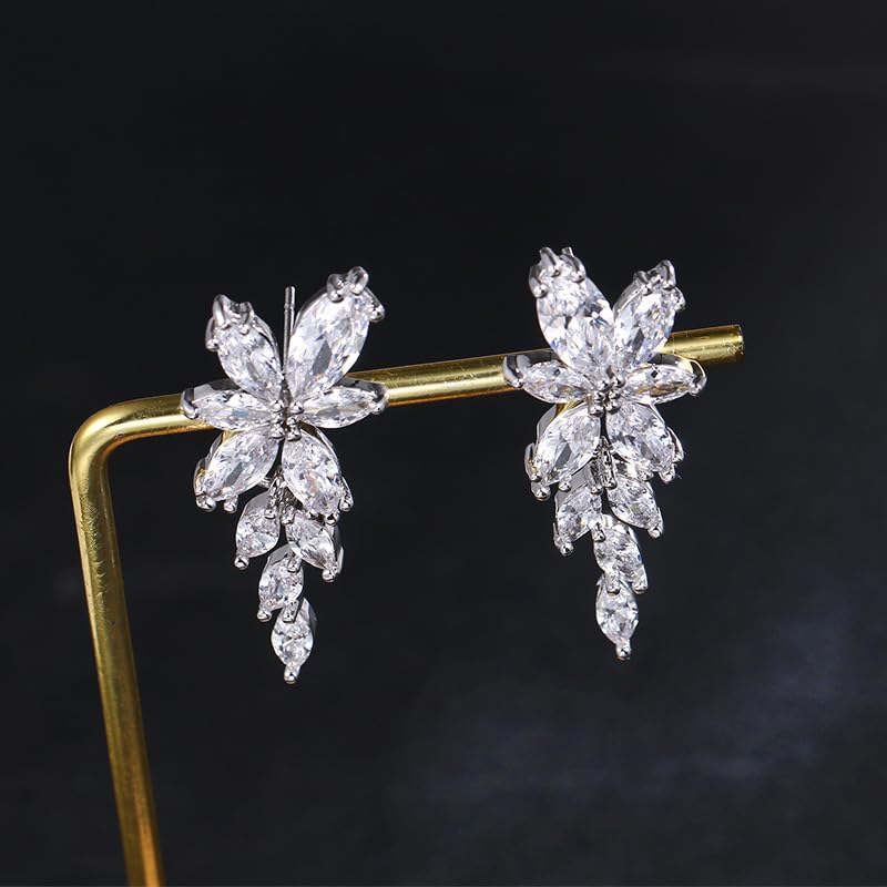Wedding Earrings Elegant Dangle Drop CZ Marquise Cubic Zirconia AAAAA 18K Gold Plated Rhinestone Luxurious for Brides Bridal Wedding Women Precious Crystal3