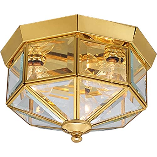 Image of Progress Lighting 3-Light Beveled Glass 9-3 /4 inch Close-to-Ceiling, Indoor, P5788-10, Polished Brass