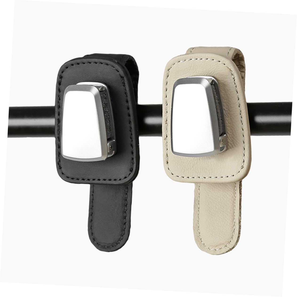 GLEAVI 3pezzi Supporto Per Occhiali Da Sole Multi-funzione Per Auto Clip Per Ombra Solare Porta Occhiali Visor Pu Beige