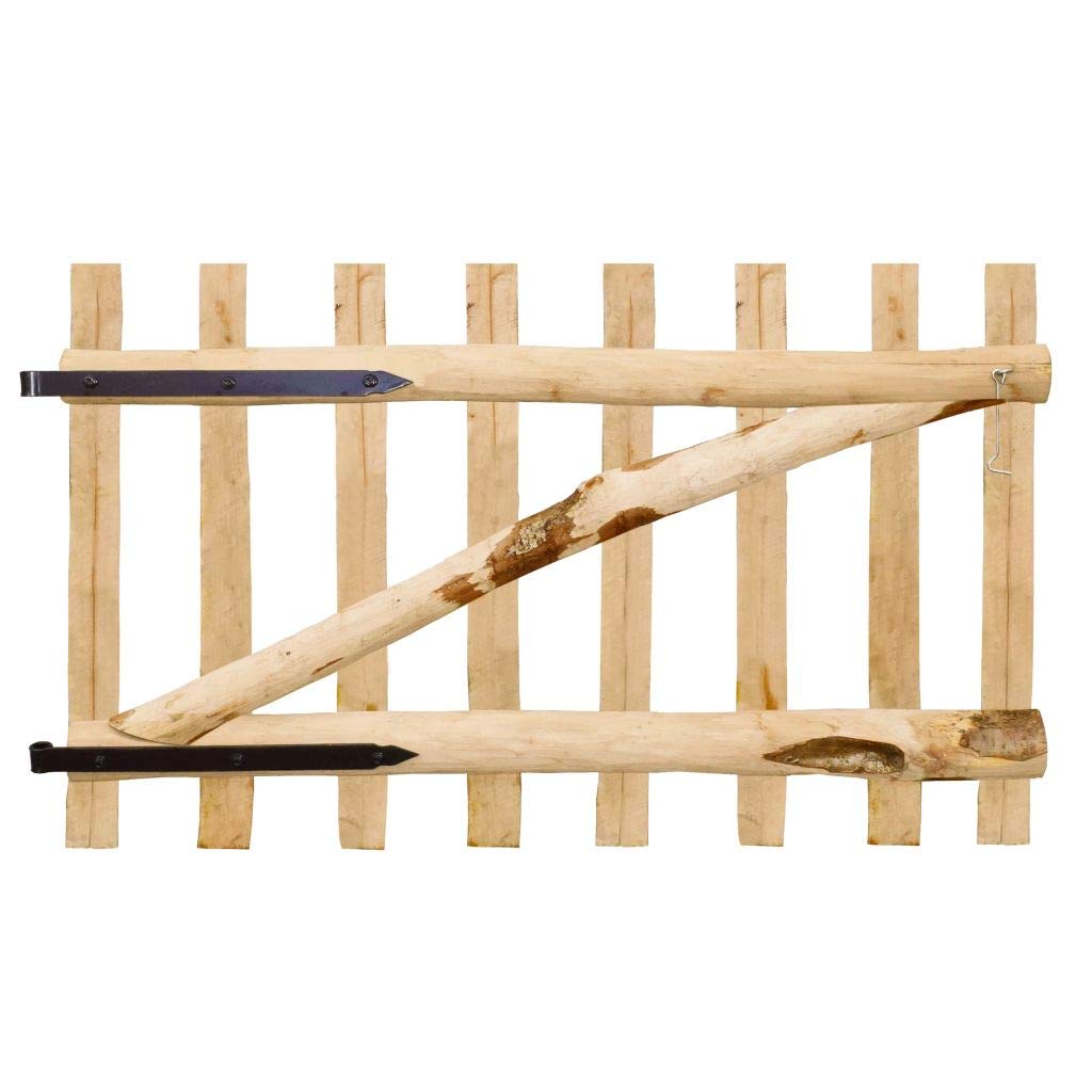 Tidyard Gartentor Zauntor Einflügelig Haselnussholz Gartentür Zauntür Pforte Holztor 100 x 60 cm für Garten Zugang oder Terrasse