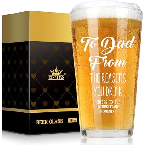 Fathers Day Dad Gifts - Gifts for Dad, Fathers Day Dad Gifts from Daughter, Wife, Son - Dad Gifts for Fathers Day, Birthday Christmas Funny Gift for Dad, Step Dad, Bonus Dad, Husband, 16 oz Beer Glass Cover