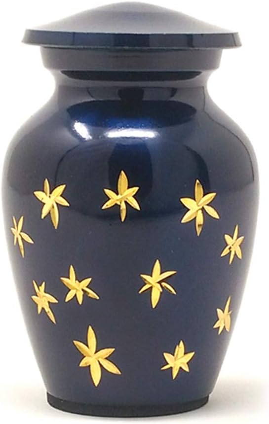 Cremation urn Keepsake (Blue With Silver Stars) Funeral Human Ashes Urn, Ashes